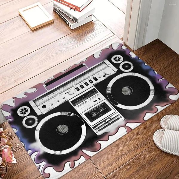 Tapetes Boombox Boom Box Música antiderrapante tapete capacho tapete de banho 80s vibe derretendo varanda tapete quarto decorativo