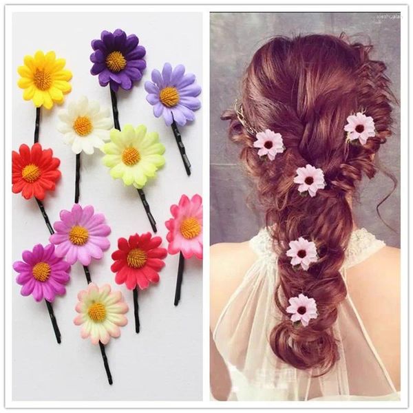 Acessórios de cabelo 100 Mixed Princesa Crianças Festa Presentes Meninas Dos Desenhos Animados Flores Bonitos Clipe Daisy Clips Hairpins Headwear