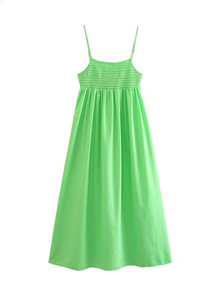 Abito Donna Verde a righe Slip Midi Donna Estate Spaghetti Strap Sexy Backless Strappy Beach Lungo es 210519