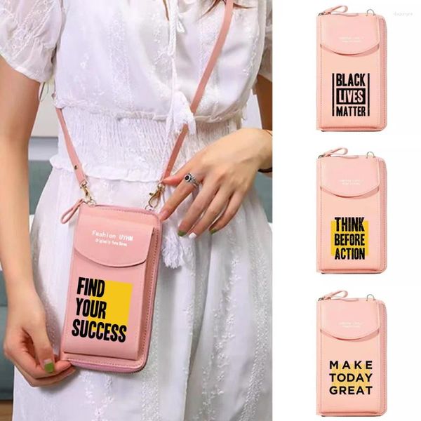 Tasche Mode Wasserdichte Handy Frauen Mini Handtaschen Wort Drucken Schulter Messenger Pack Kleine Geldbörse Damen Umhängetaschen