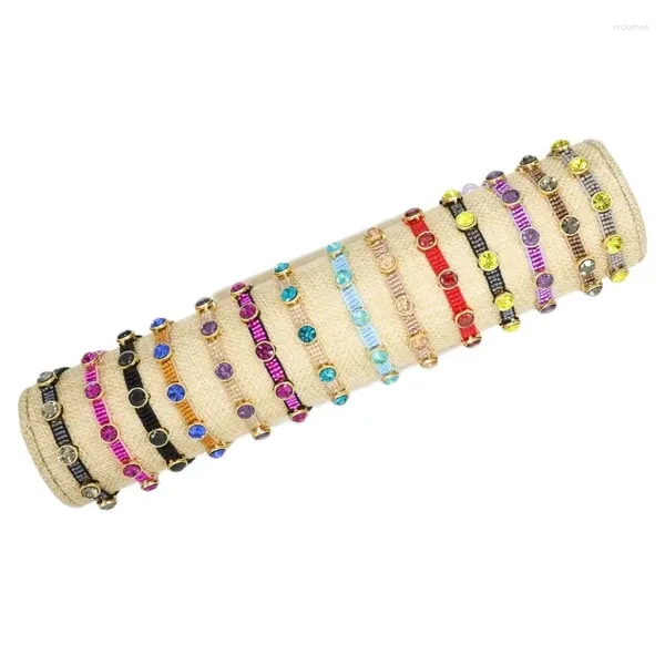 Strand zhongvi ajustável multicolorido zircão pulseiras para mulheres casamento arco-íris colorido strass charme pulseira mão corrente jóias