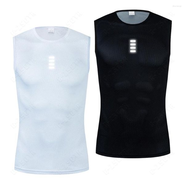 Jackets de corrida Camadas de base de ciclismo refletivo Branco sub -camiseta rápida colete seco esporte roupas íntimas de bicicleta alta elástica alta