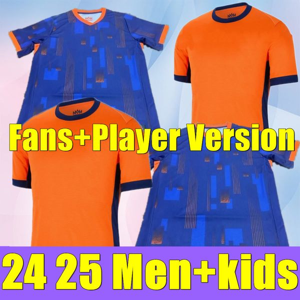 24 25 Países Baixos Europeu Holland Club Soccer Jersey 2024 Euro Cup 2025 Camisa de Futebol da Seleção Holandesa Homens Crianças Kit Conjunto Completo Home Away Memphis Xavi Gakpo 712