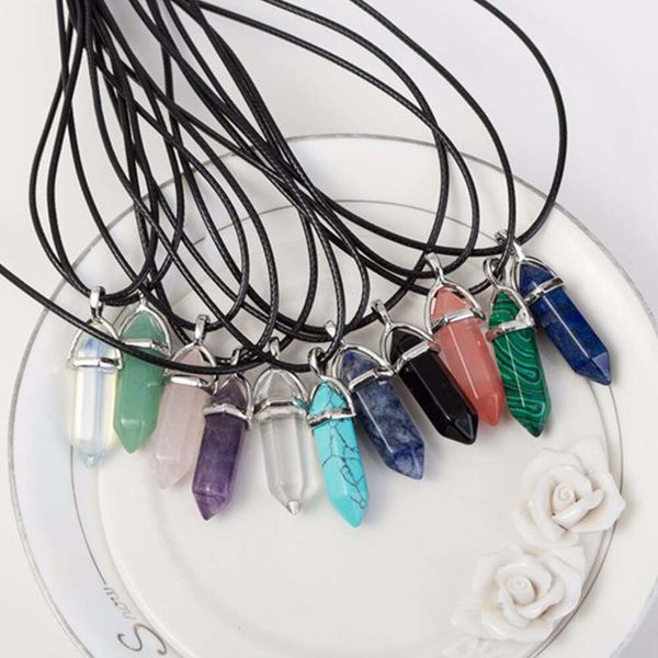 Collane di cristallo curative dei chakra da 50 pezzi - Pendenti a forma di proiettile con catene nere, ideali per accessori regalo per la festa della mamma/papà