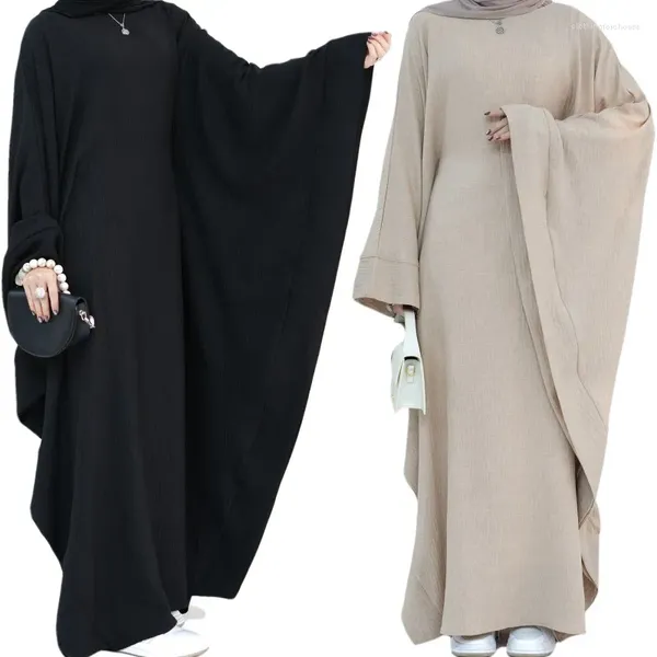 Roupas étnicas Modest Moda Islâmica Bat Manga Robe Dubai Turquia Eid Mulheres Muçulmanas Vestido Simples Árabe Médio Oriente Ramadan Feminino Kaftan