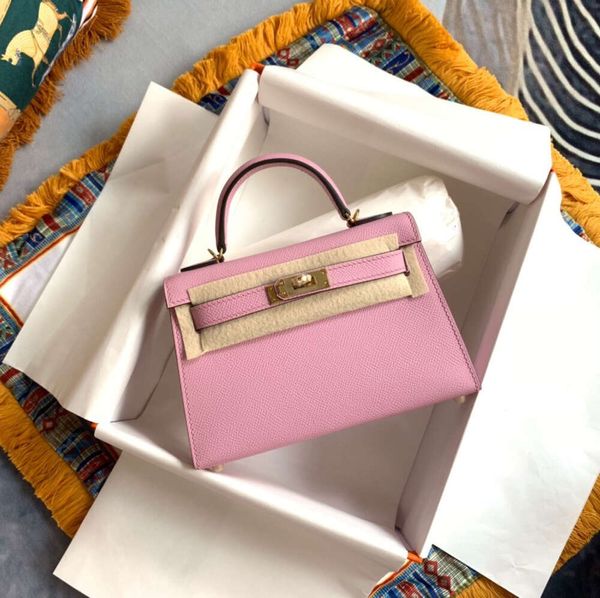 Mini borse a tracolla da 20 cm borsa di marca fatta a mano in pelle Epsom di qualità colore rosa linea di cera cuciture prezzo all'ingrosso consegna veloce HRRTY
