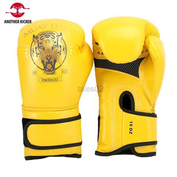 Guanti da boxe professionali Guanti da allenamento Muay Thai gialli Uomo Donna Bambini MMA Sparring Karate Kickboxing Sandbag Guanto da boxe yq240318