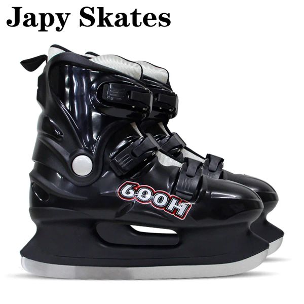 Botas JAPY patins 600H Patins de gelo Hard Boot Ice Hockey Shoes In adulto Criança Patins de Hóquei Profissional Sapatos de Faca Real Patins de Gelo