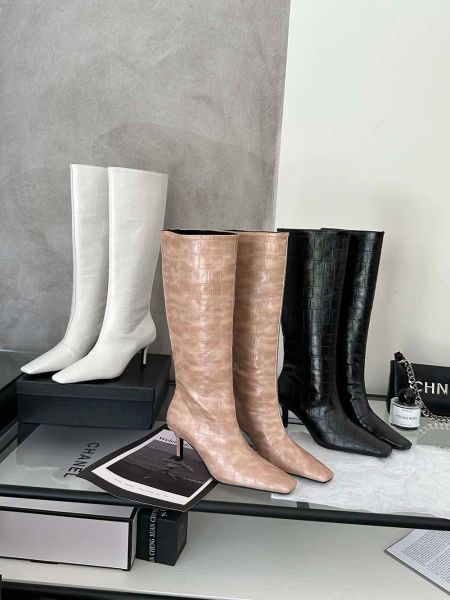 Stivali rotondi donne ginocchiera stivali alti chelsea botas nero tacchi alti rosa bianchi sottili tacchi serpenti per le feste invernali per la festa inverno scarpe donna 40