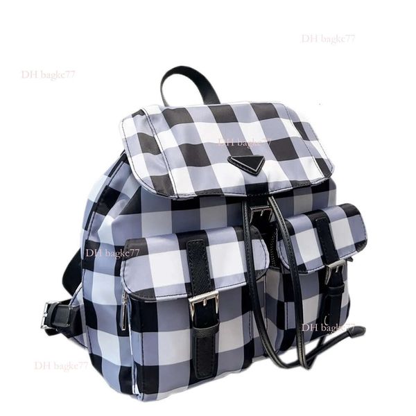 7A Alta Qualidade Rosa Back Pack Mochila Designers Bookbag Mulheres Nylon Designer Mochilas Moda All-Match Grande Capacidade Clássico Checkered Bookbags