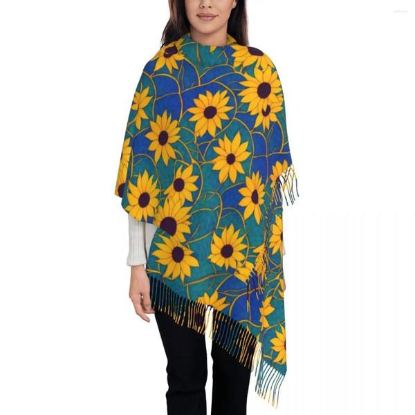 Schals Warmer weicher Schal Winter Sunflower Fantasy Schals Wrpas Niedlicher Blumendruck Designer Bandana Damen Retro Kopfbedeckung