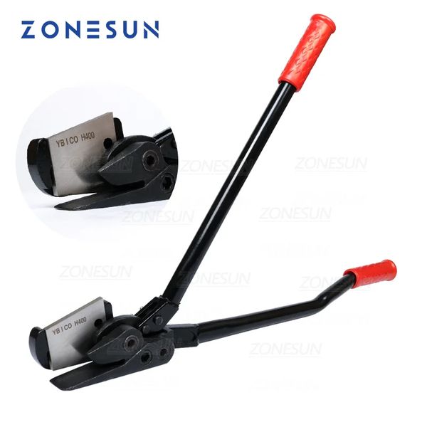 ZONESUN H400 Cortador de cintas de metal Tesoura de desmontagem Tipo de economia de trabalho Embalagem resistente para cinta de aço espessura 0,5-3mm largura 12-40mm