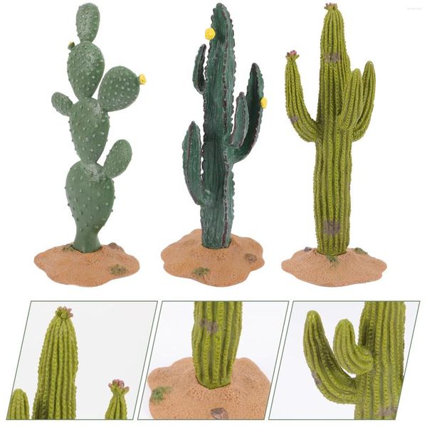 Fiori decorativi 3 pezzi Mini piante Figurine Miniture Decorazione Cactus Tabletop Tiny Pvc Miniature Child