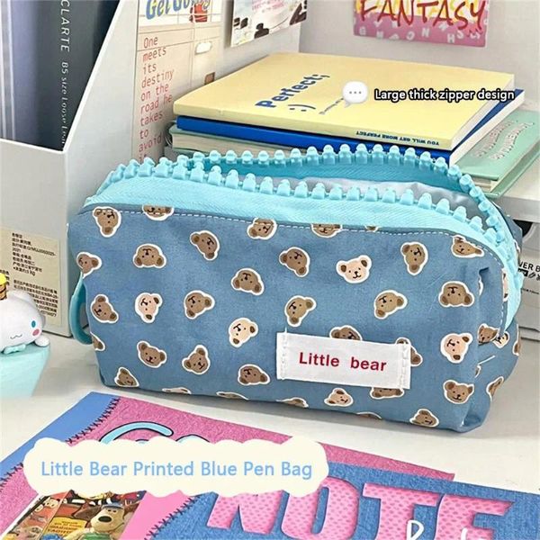 Aufbewahrungstaschen Kawaii Federmäppchen Niedliche Tasche Koreanisches Briefpapier Kosmetiktasche Schule Bürobedarf Bär Reißverschluss