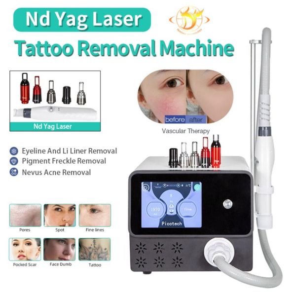 Macchina dimagrante per la rimozione del tatuaggio Macchina laser Pico 5 sonde Nd Yag Q Interruttore Laser a picosecondi Corpo Sbiancamento della pelle del viso Pigmentati