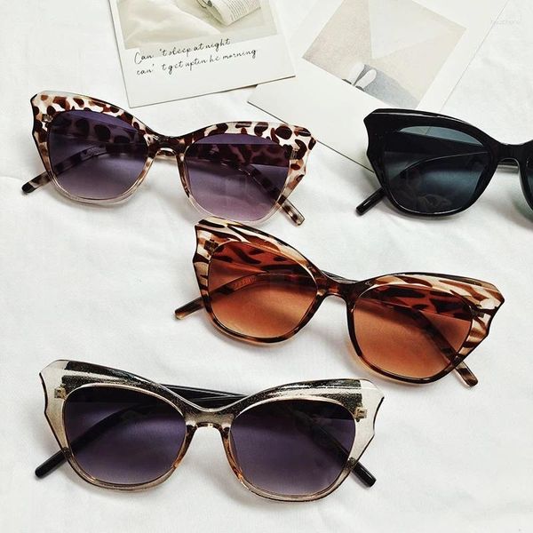 Güneş gözlüğü vintage kedi göz kadın marka tasarımcısı güneş gözlükleri kadın moda şeker renkleri gradyan seyahat