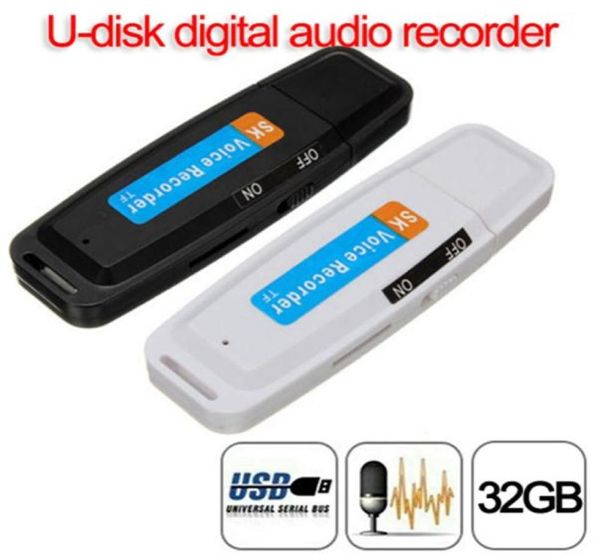 UDisk Dijital Ses Ses Kaydedici Kalem USB Flash Drive Ses Kaydedici 32GB Mikro SD TF Kart Mini Dictafon Pen1907728