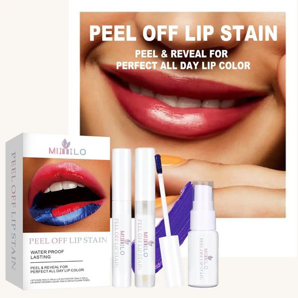 Wonder Liquid Blading Peel Revela Lip Color Kit Incrível Off Liquid Lip Lasting Gloss Stain Off Kit Batom Lip Peel Tear E5A9 240311