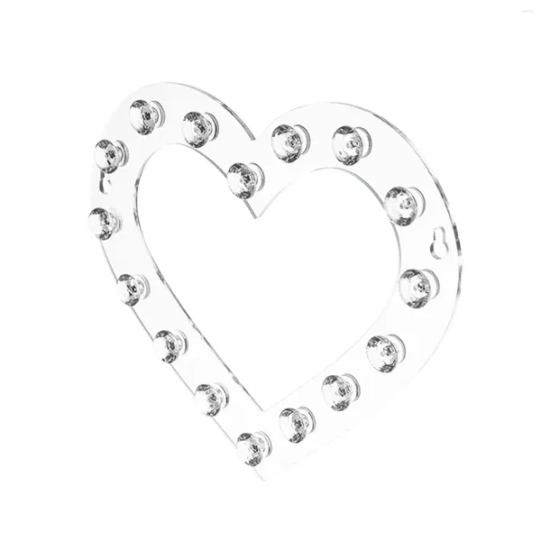 Astucci per gioielli Organizzatore a forma di cuore con 16 ganci Acrilico trasparente Portacollane per pendenti Braccialetti Collane Bracciali
