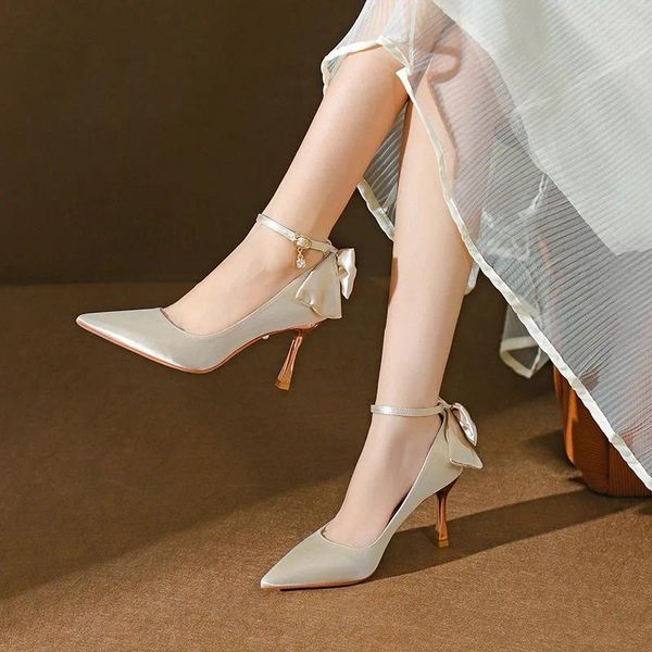 Модельные туфли, размер 31–44, туфли на высоком каблуке-шпильке с заостренной пряжкой, модные свадебные туфли для женщин