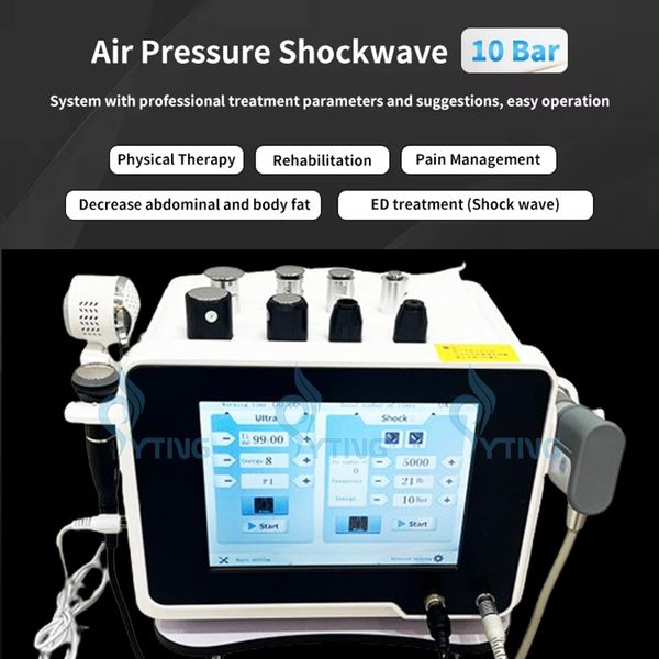 Onda de choque para ED Dispositivo de ondas de choque Fisioterapia Tratamento de dor Terapia de ultrassom Martelo frio 3 em 1