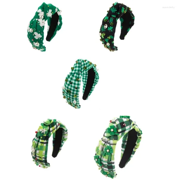 Grampos de cabelo Broca de vidro Nó Headband FestivalHairband StPatricks Holiday Celebrate Headwear