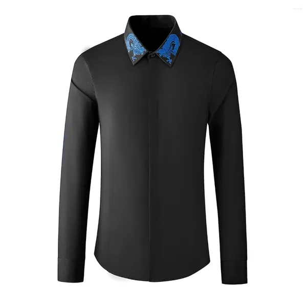Camicie casual da uomo Camicia Primavera Estate 2024 Classico marchio di moda stile teschio di lusso Abbigliamento con strass di alta qualità