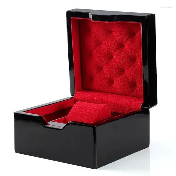 Caixas de relógio Caixa preta Caixa de armazenamento Luxo Organizador de madeira à prova de choque Cofre misterioso embalagem surpresa