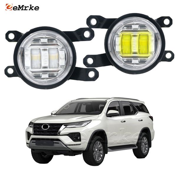 EEMRKE Fendinebbia a LED per Toyota Fortuner SW4 II AN160 Facelift 2021 2022 2023 2024 Fendinebbia per paraurti anteriore con lente Guida DRL 30W 12V Bianco o Giallo