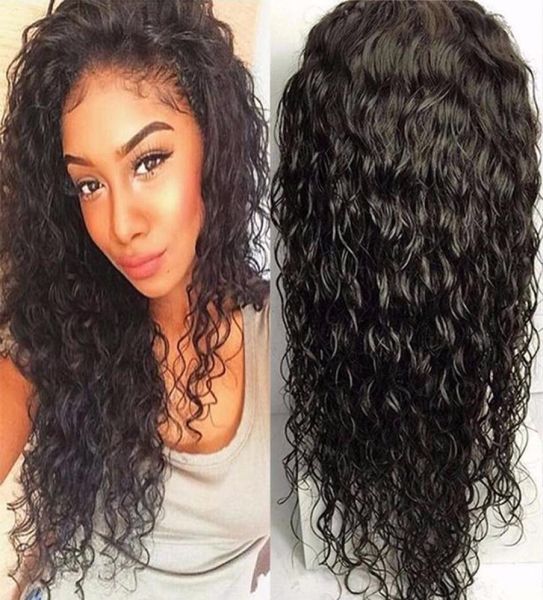 Siyah kadınlar için parlak dantel ön insan saç perukları ıslak ve dalgalı brezilyalı tam dantel peruk bebek saçı dalgalı dantel ön wig524691100255