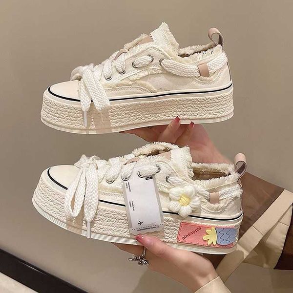 HBP Chaussures floreali non di marca Femme Tendance Scarpe casual in tela coreana Sneakers con piattaforma vulcanizzata da donna