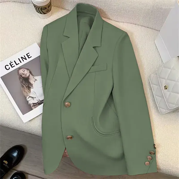 Abiti da donna Giacca da abito verde piccola 2024 Primavera e autunno Chic Elegante giacca monopetto casual all-match Top