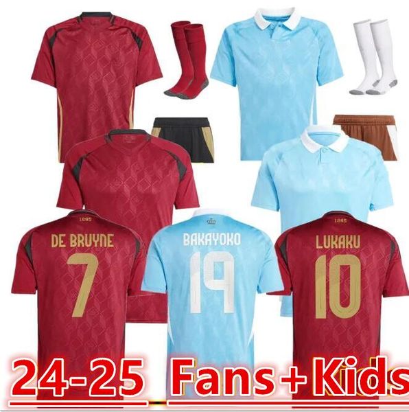 Maglia da calcio Belgio 24 25 DE BRUYNE LUKAKU DOKU 2024 Maglia da calcio per squadra nazionale Euro Cup Uomo Kit per bambini Set Treno per casa CARRASCO TIELEMANS BAKAYOKO TROSSARD66