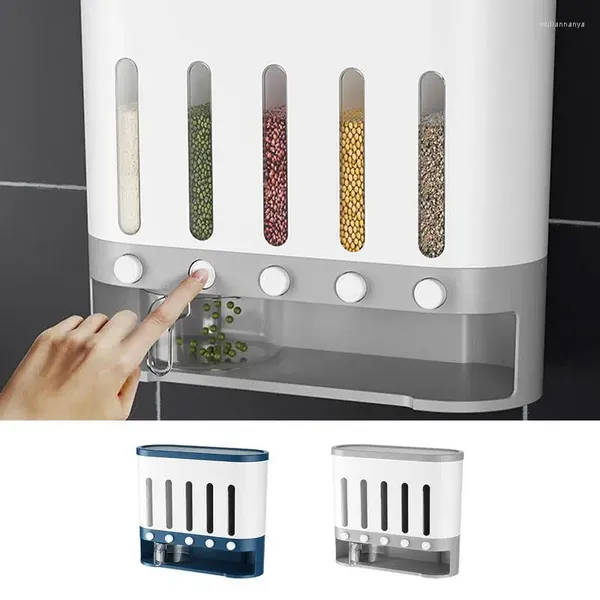 Bottiglie di stoccaggio Dispenser di cereali Contenitore per alimenti secchi Grano con 5 griglie Strumento per finestra visibile per riso da cucina per uso domestico