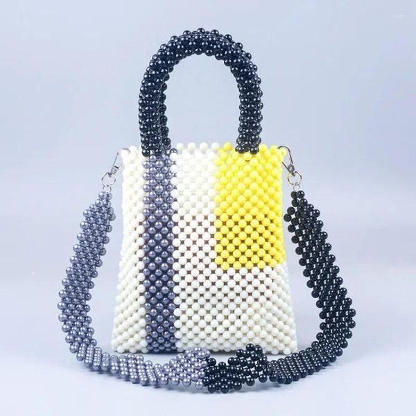 Omuz çantaları kişiselleştirilmiş akrilik geometrik kontrast renk crossbody moda trend boncuklu kadınlar el çantası özelleştirilmiş kristal çantası