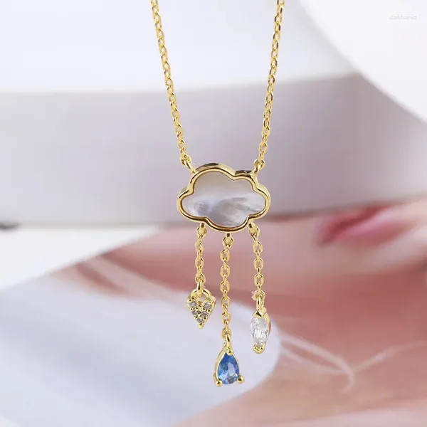 Anhänger Halsketten Wolke Quaste Halskette Design Erweiterte Regentropfen Kristall Hals Schmuck Lock Knochen Kette Für Frauen