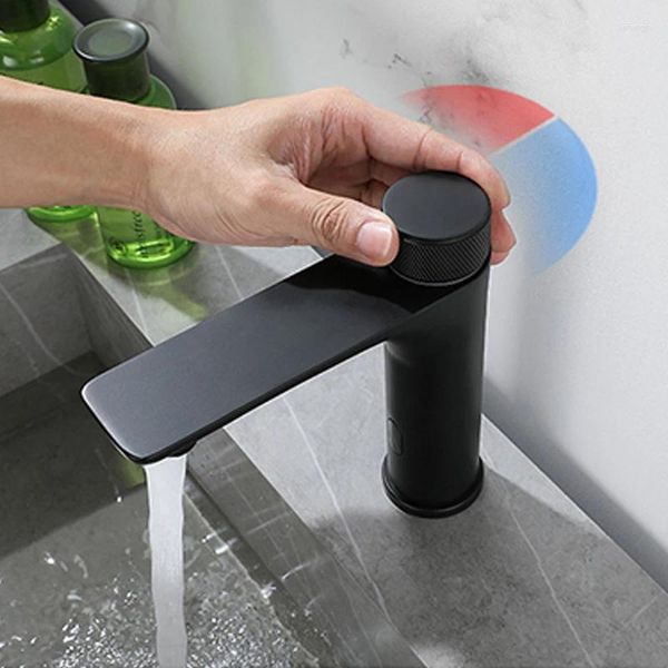 Rubinetti per lavandino del bagno 2024 Tipo di manopola Regolazione della temperatura Rubinetto di moda di lusso Induzione Rubinetto nero digitale