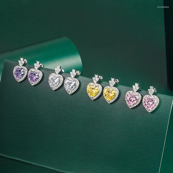 Orecchini a bottone in argento sterling 925 carino cuore d'amore mini piccolo rosa/viola compleanno piercing borchie regalo gioielli da donna