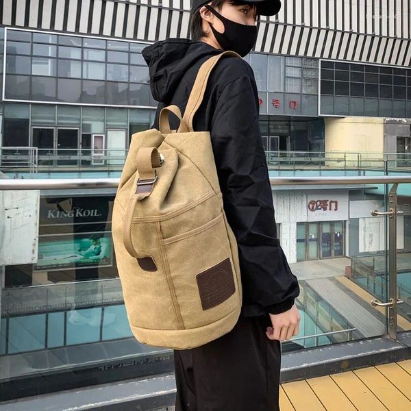 Рюкзак модный мужской большой емкости для путешествий на открытом воздухе, резервуар для воды, модная парусиновая школьная сумка