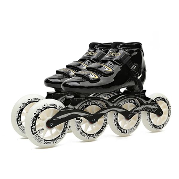 Schuhe super wert!4 Räder Inline -Speed -Skating -Schuhe mit Kohlefaserstiefel 4x90mm 4x100mm 4x110mm Track Street Race Skates Race Skates