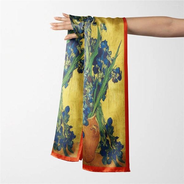 Schals Lange Schals Damen Dame Große Schals Designer Luxus Hals Haar Kopf Tasche Gürtel Foulard 180 cm 70 cm Iris Blume