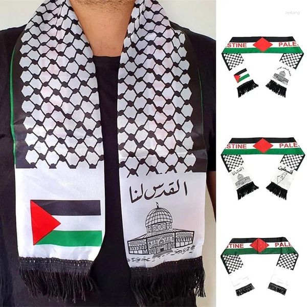 Lenços Aerlxemrbrae Palestina Bandeira Lenço Personalizado Dia Nacional 14 130cm Impressão Cetim Palestino