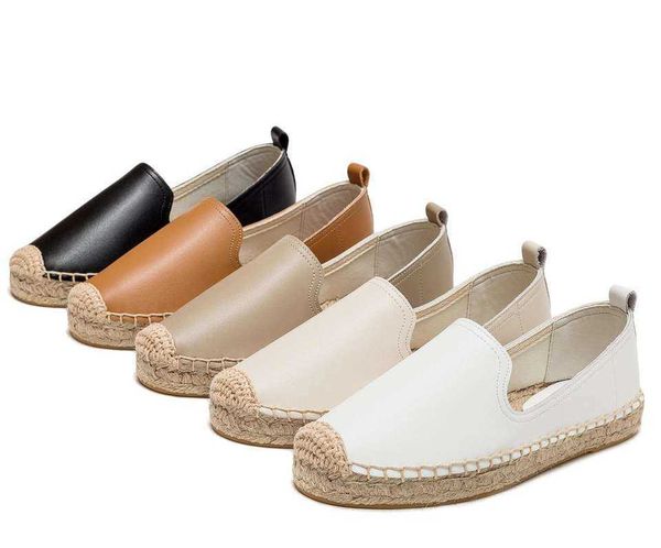 HBP Senza marca Suola in iuta Mocassino slip on di lusso Stile da passeggio Mucca traspirante Scarpe in vera pelle Espadrillas da uomo