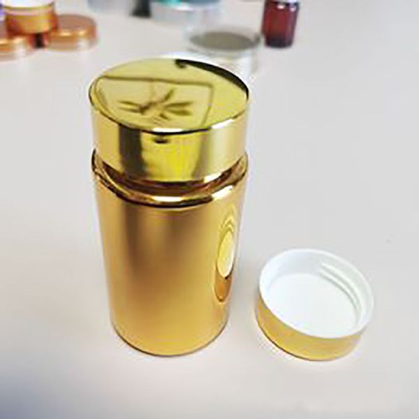 Оптовые индивидуальные вакуумные крышки для бутылок из яркого золота, упаковочные крышки для бутылок с эфирным маслом