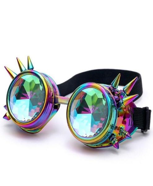 Occhiali da sole FLORATA Caleidoscopio Occhiali colorati Rave Festival Party EDM Lenti diffratte Occhiali Steampunk5762091