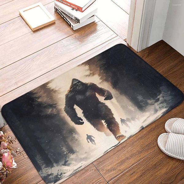 Tapetes Bigfoot Sasquatch Bath Non-Slip Tapete Caçado Correndo Flanela Mat Bem-vindo Capacho Decoração Tapete