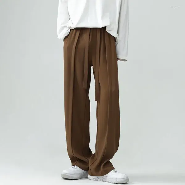 Abiti da uomo Primavera Autunno Pantaloni da completo drappeggiati solidi Gamba larga Pantaloni larghi dritti casual da strada Pantaloni da uomo Abiti maschili