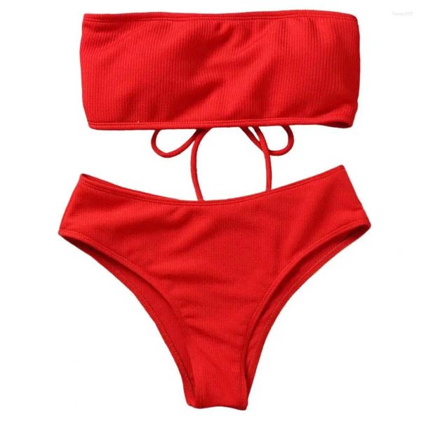 Mulheres Swimwear 1 Conjunto Lady Soft Acolchoado Sutiã Banheira Split Bikini Verão Mulheres Roupas