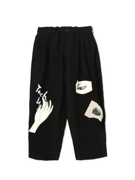 Pantaloni misteriosi occhi e mani patch design pantaloni unisex giappone design maschi pantaloni elastico abiti da uomo owens