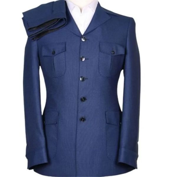 Костюмы Новые адаптированные серые брюки для пиджака мужской роскошный костюм с маленьким лацканом сафари в стиле Zhongshan 2pcs